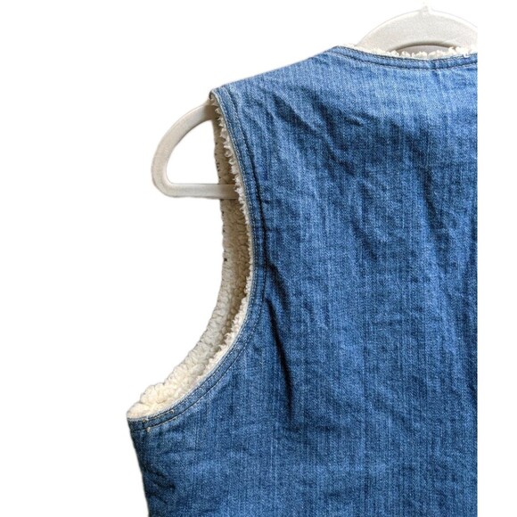 Vintage Levis Western Denim Vest Men Size S  Orange Tab Sherpa Lined USA 70s 80s - Picture 8 of 15